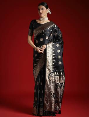 Black ethnic motifs banarasi saree 2