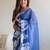 Blue embroidered organza saree