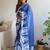 Blue embroidered organza saree