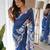 Blue embroidered organza saree