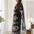 Black floral embroidered organza saree