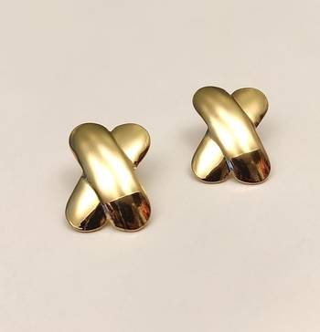 Gold-plated x-cross stud earrings, anti-tarnish jewellery 4