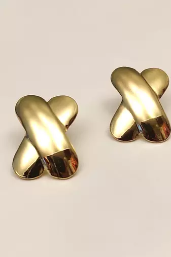 Gold-plated x-cross stud earrings, anti-tarnish jewellery
