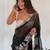 Black floral embroidered organza saree