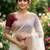 Off white embellished embroidered poly georgette designer saree