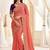 Peach embellished embroidered poly georgette designer saree
