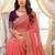 Peach embellished embroidered poly georgette designer saree