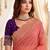 Peach embellished embroidered poly georgette designer saree