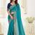 Turquoise embellished embroidered poly georgette designer saree