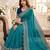 Turquoise embellished embroidered poly georgette designer saree