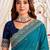 Turquoise embellished embroidered poly georgette designer saree