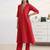 libas red woven design a-line suit set with dupatta