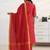 libas red woven design a-line suit set with dupatta