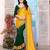 Yellow striped sequinned half and half saree