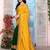 Yellow striped sequinned half and half saree