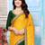 Yellow striped sequinned half and half saree