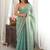 Sea green embellished embroidered silk blend designer saree