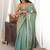 Sea green embellished embroidered silk blend designer saree