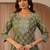green ethnic printed cotton blend straight suit set