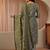 green ethnic printed cotton blend straight suit set
