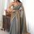 Grey embellished sequinned silk blend designer saree
