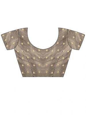 Grey embellished sequinned silk blend designer saree 4