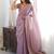 Purple embellished embroidered silk blend designer saree