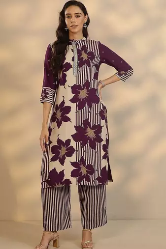 women floral printed regular kurta with palazzos