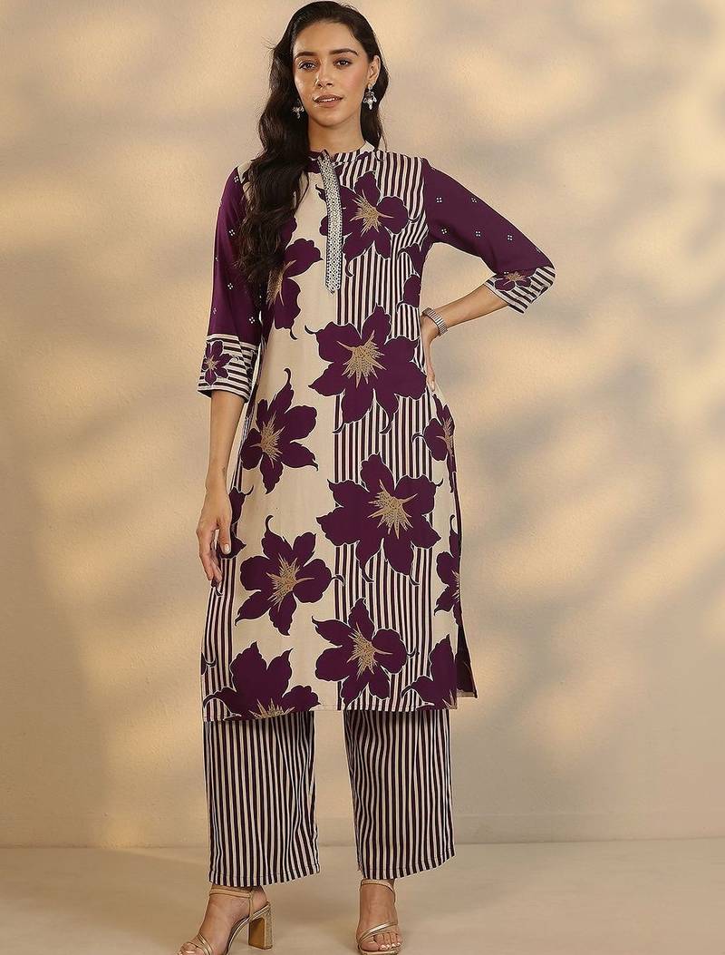 women floral printed regular kurta with palazzos