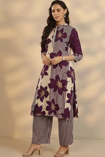 women floral printed regular kurta with palazzos
