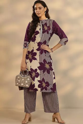 women floral printed regular kurta with palazzos