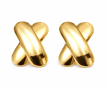 Gold-plated x-cross stud earrings, anti-tarnish jewellery 5