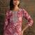 women ethnic motifs printed regular thread work kurta with palazzos & with dupatta