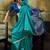 Turquoise silk blend designer banarasi saree