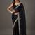 Black embellished embroidered satin designer saree