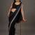 Black embellished embroidered satin designer saree