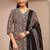 women ethnic motifs printed regular thread work kurta with trousers & with dupatta