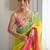 Yellow floral embroidered sequinned saree