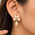 Anti-tarnish, teardrop pendant, stud back, faux pearl petals, festive wear