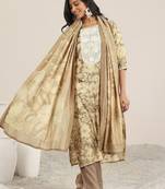 women floral printed regular chikankari kurta with trousers & with dupatta