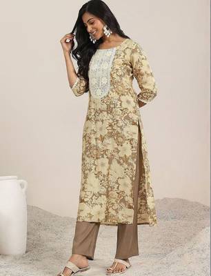women floral printed regular chikankari kurta with trousers & with dupatta 2