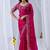 Magenta floral zari silk blend designer saree