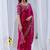 Magenta floral zari silk blend designer saree