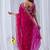 Magenta floral zari silk blend designer saree