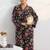 libas black floral print straight kurta set