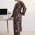 libas black floral print straight kurta set
