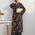 libas black floral print straight kurta set
