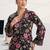 libas black floral print straight kurta set