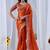 Orange ethnic motifs embroidered silk blend designer saree