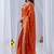 Orange ethnic motifs embroidered silk blend designer saree